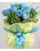 1 Dozen Blue Roses Spray (Round Bouquet)