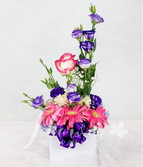 Vibrant Flowers in A Square Box