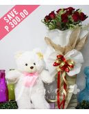 1 Dozen Red Roses with Bear