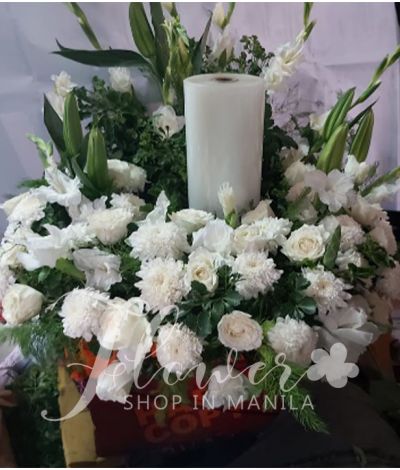 Purity White Urn Flower Arrangement
